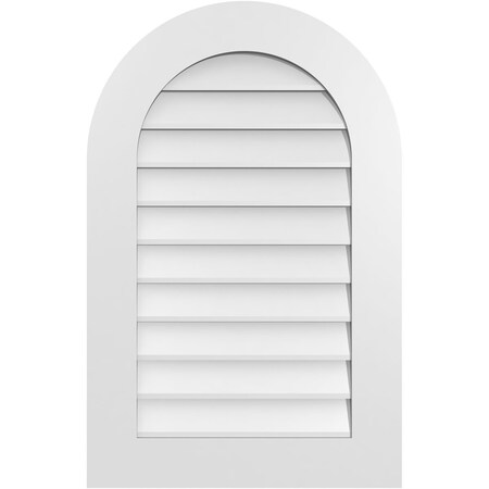 Ekena Millwork Round Top Surface Mount PVC Gable Vent: Non-Functional, w/ 3-1/2"W x 1"P Standard Frame, 22"W x 34"H GVPRT22X3401SN